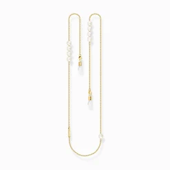 Sale Chaînes à lunettes perles blanches d’imitation couleur or jaune Femme Lunettes De Soleil|Lunettes De Soleil