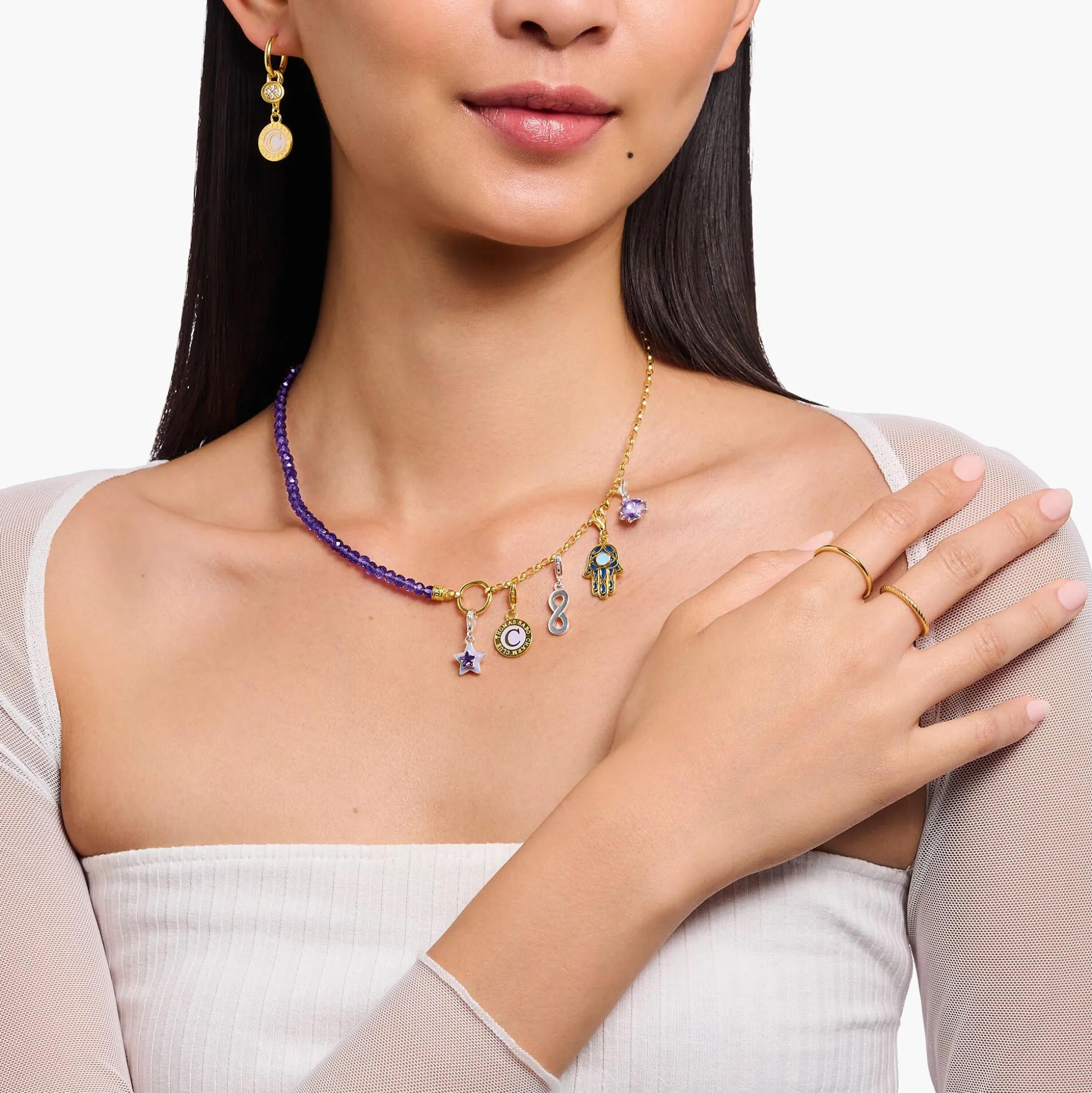 Online Charm orné d’émail à froid violet et Coin plaqué or Femme Charms|Charms