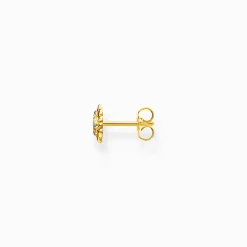 Outlet Clou d’oreille individuel soleil orné de gemmes multicolores doré Femme Clous D'oreilles|Placage Or 18 Carats - Argent 925