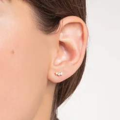 Shop Clou d'oreille unique blanche pierres or Femme Clous D'oreilles