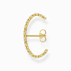 Discount Clou d'oreille unique blanche pierres or Femme Clous D'oreilles|Placage Or 18 Carats - Argent 925