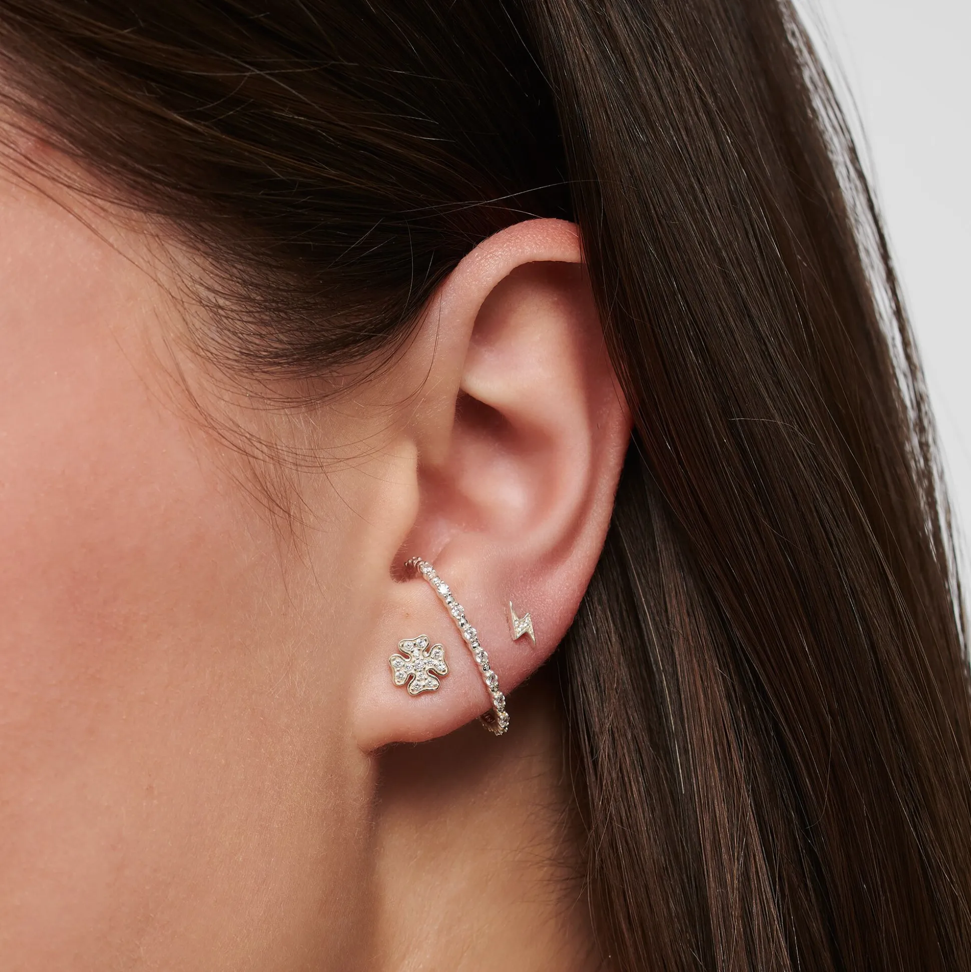 Best Clou d'oreille unique éclairs argent Femme Clous D'oreilles