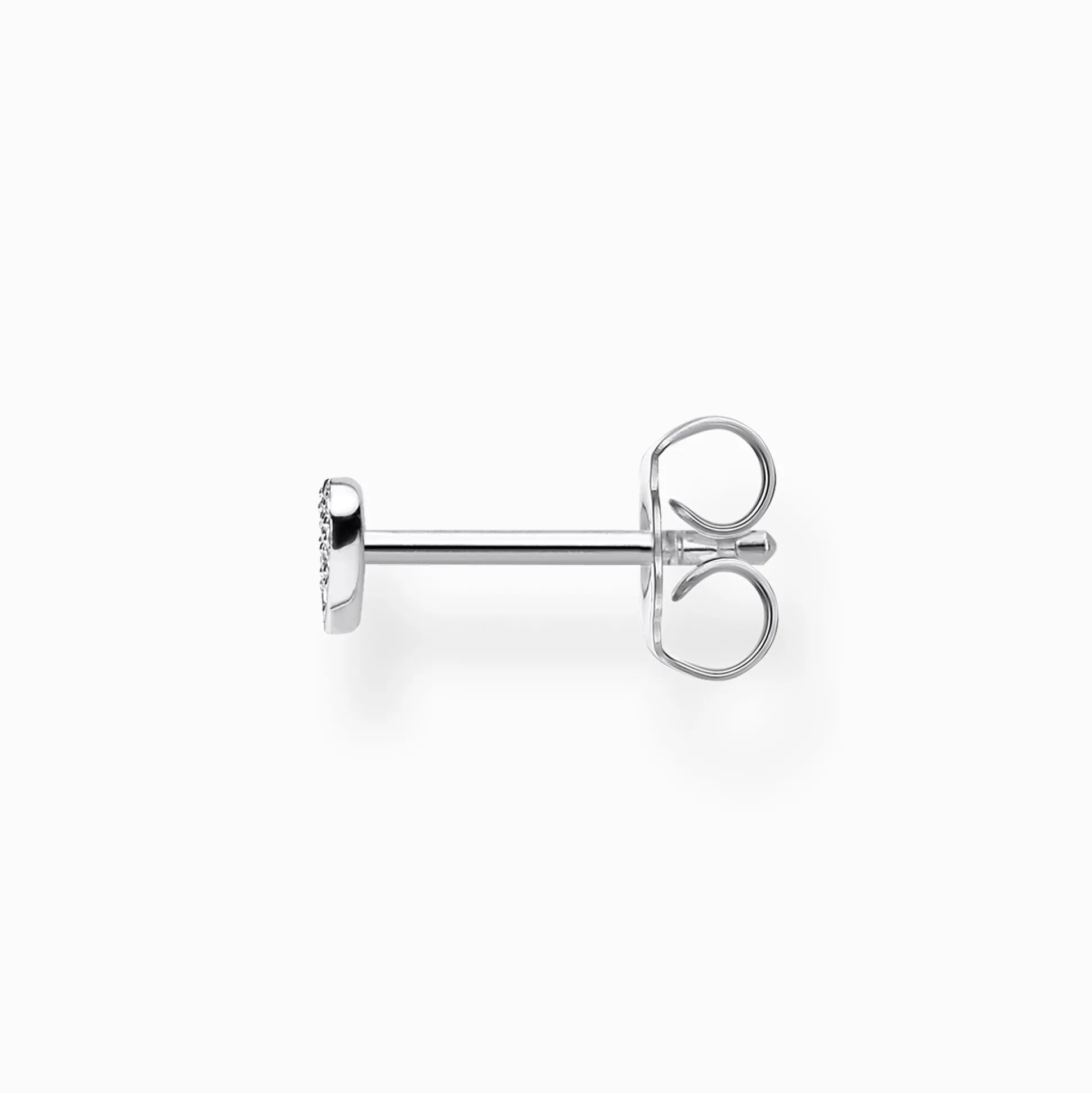 Shop Clou d'oreille unique cœur avec pavé argent Femme Clous D'oreilles