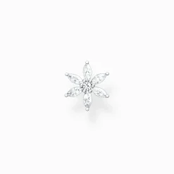 Sale Clou d'oreille unique fleur pierres blanches Femme Clous D'oreilles