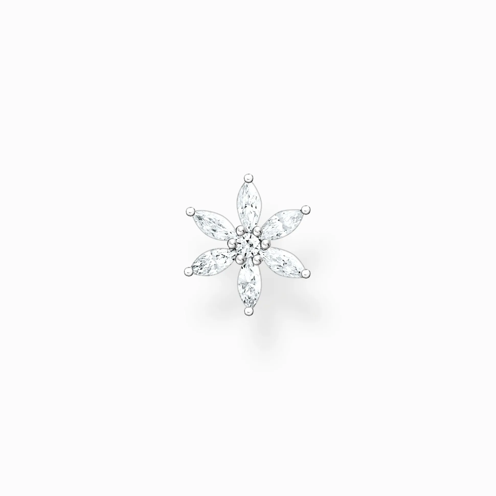 Sale Clou d'oreille unique fleur pierres blanches Femme Clous D'oreilles