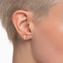 Sale Clou d'oreille unique perles argent Femme Clous D'oreilles
