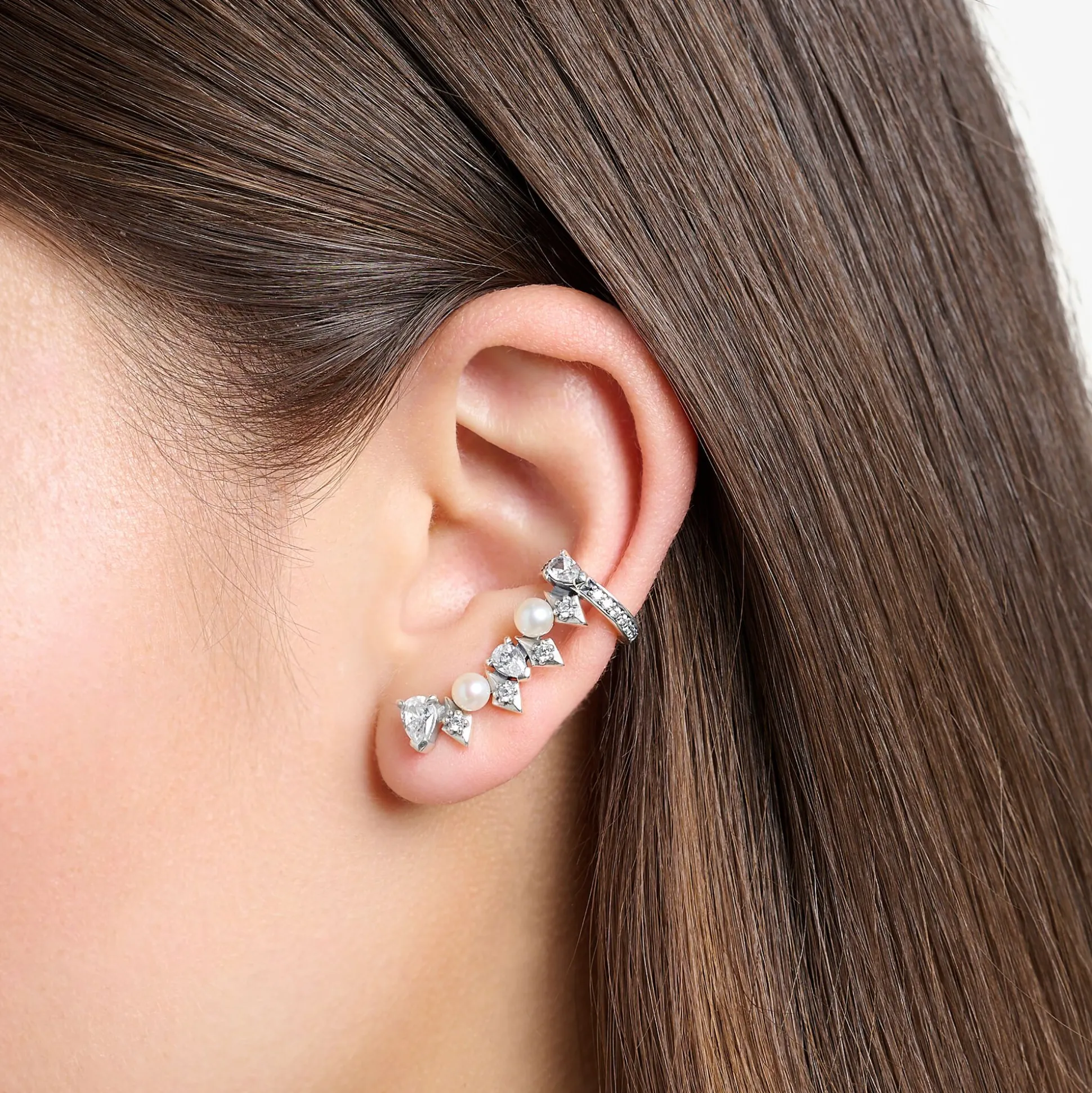 Cheap Clou d'oreille unique perles et cristaux de glace argent Femme Boucles D'oreilles|Clous D'oreilles