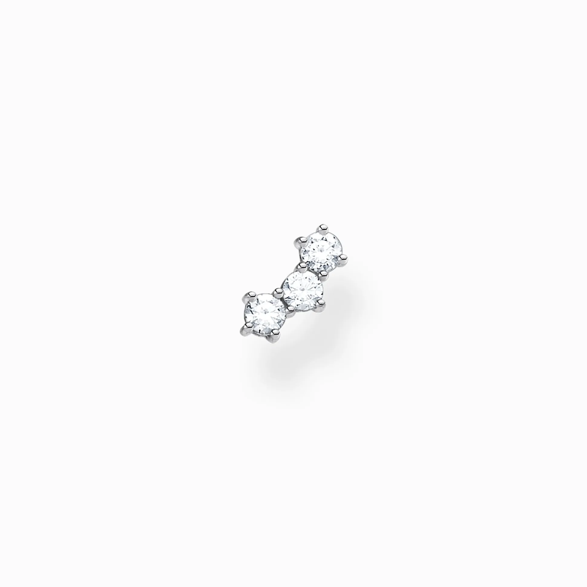 Shop Clou d'oreille unique pierres blanches argent Femme Clous D'oreilles