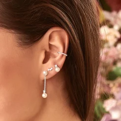 Shop Clou d'oreille unique pierres blanches argent Femme Clous D'oreilles