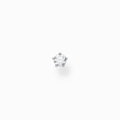 Shop Clou d'oreille unique pierre blanche argent Femme Clous D'oreilles