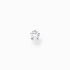 Flash Sale Clou d'oreille unique pierre blanche argent Femme Clous D'oreilles