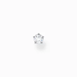 Flash Sale Clou d'oreille unique pierre blanche argent Femme Clous D'oreilles