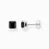 Discount Clous d'oreilles avec pierre noires argent Femme Clous D'oreilles