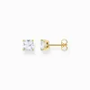 Cheap Clous d'oreilles avec pierre blanches plaqué or Femme Clous D'oreilles