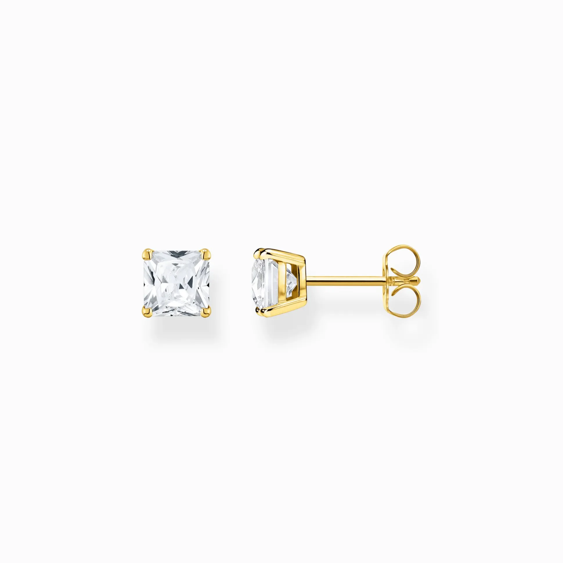 Cheap Clous d'oreilles avec pierre blanches plaqué or Femme Clous D'oreilles