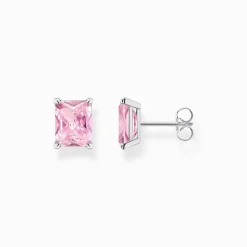 Cheap Clous d'oreilles avec pierre rose argent Femme Clous D'oreilles