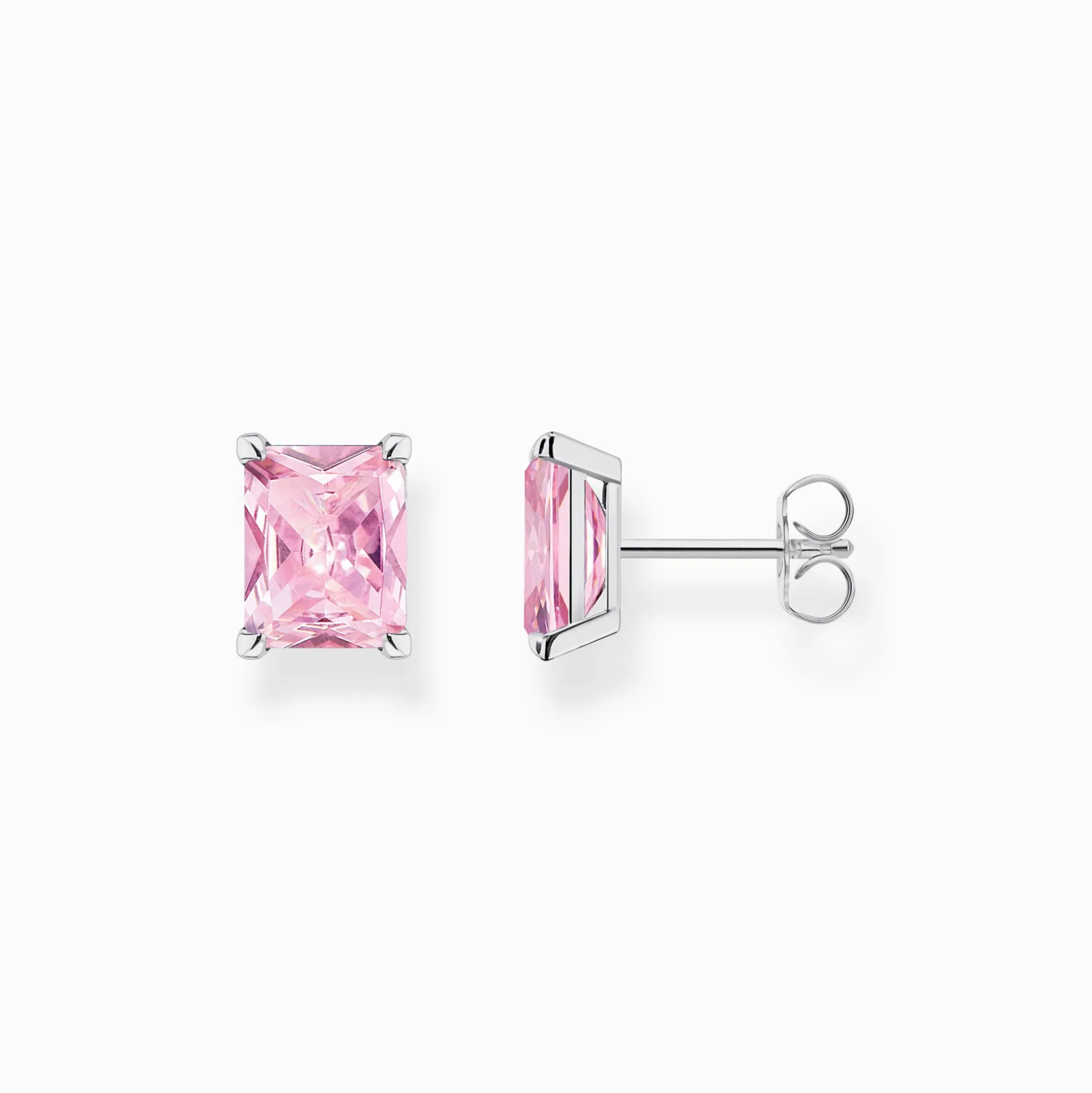 Cheap Clous d'oreilles avec pierre rose argent Femme Clous D'oreilles