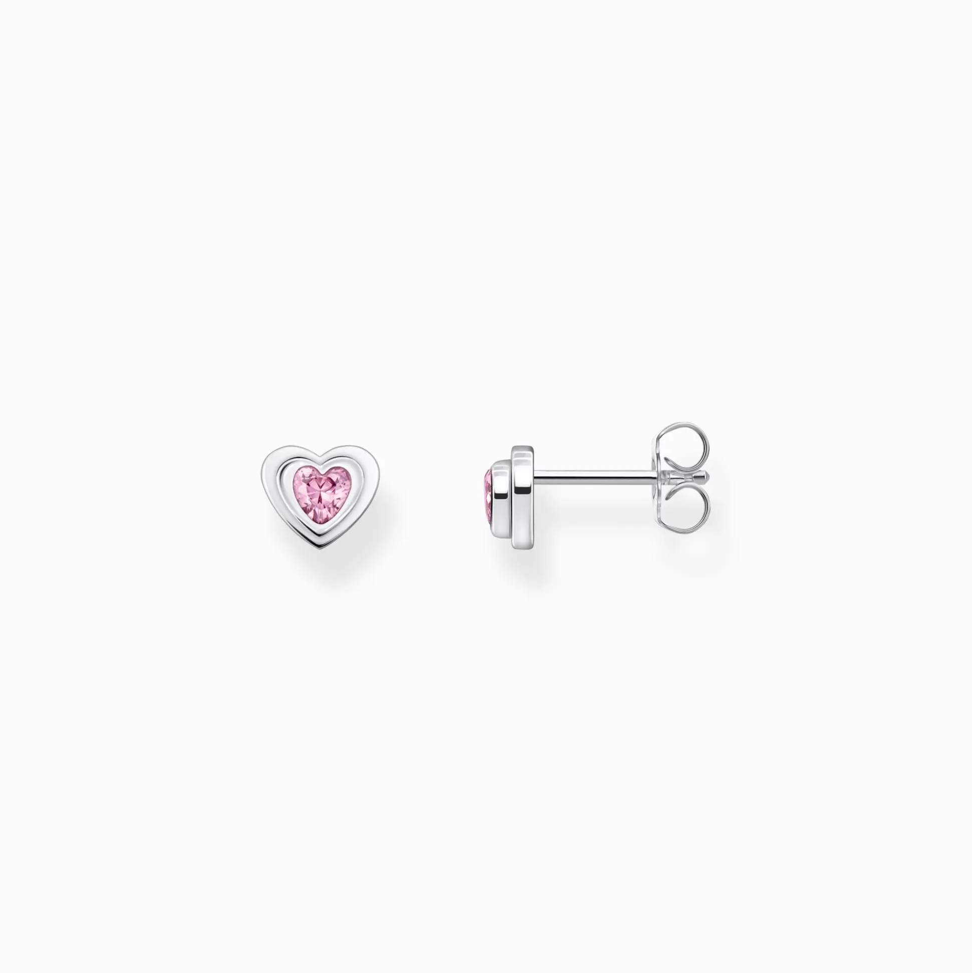 Shop Clous d’oreilles cœur zircon rose argent noirci Femme Clous D'oreilles
