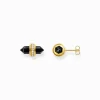 Clearance Clous d’oreilles en argent avec cristal en onyx noir Femme Clous D'oreilles