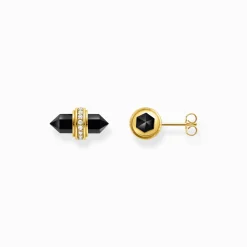 Clearance Clous d’oreilles en argent avec cristal en onyx noir Femme Clous D'oreilles