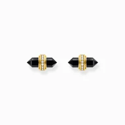 Clearance Clous d’oreilles en argent avec cristal en onyx noir Femme Clous D'oreilles