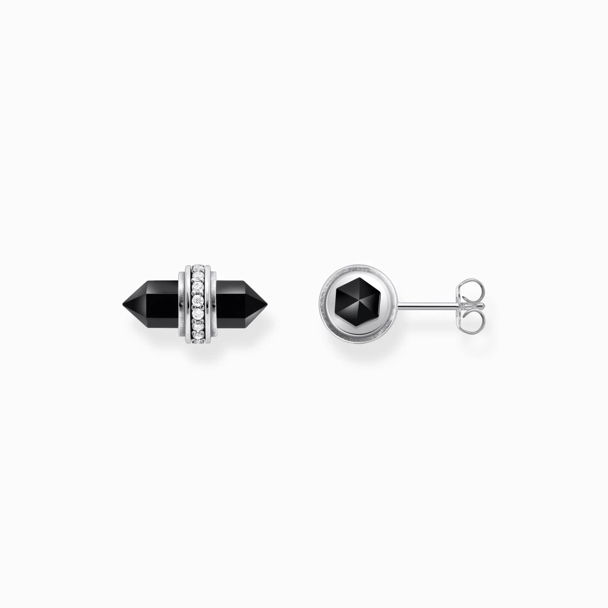 Online Clous d’oreilles en argent avec cristal en onyx noir Femme Clous D'oreilles|Argent 925