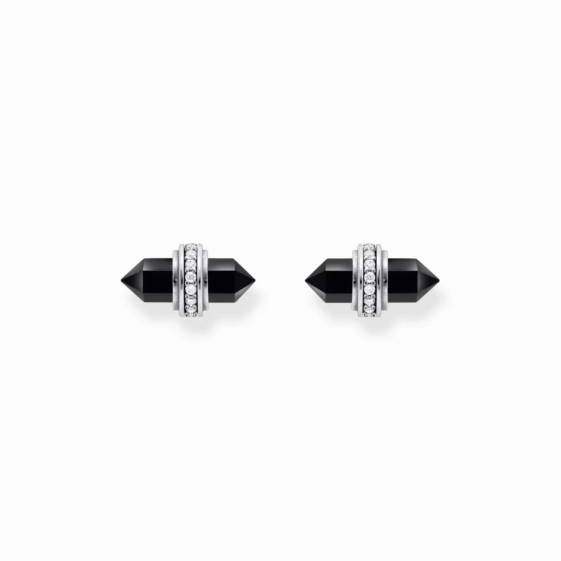 Online Clous d’oreilles en argent avec cristal en onyx noir Femme Clous D'oreilles|Argent 925