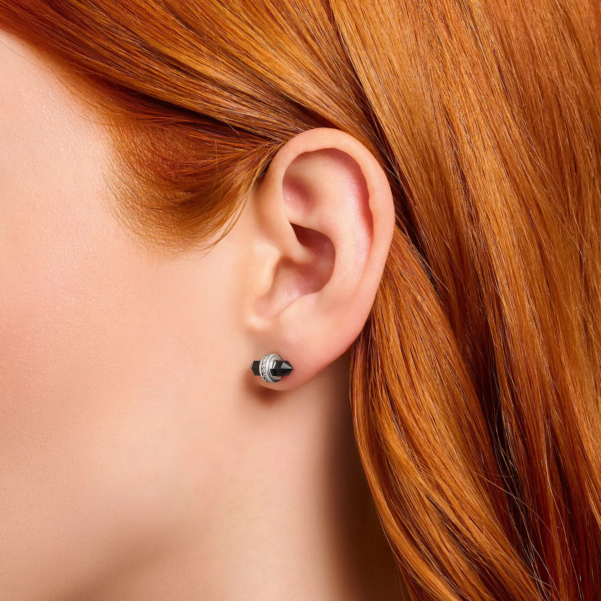 Online Clous d’oreilles en argent avec cristal en onyx noir Femme Clous D'oreilles|Argent 925