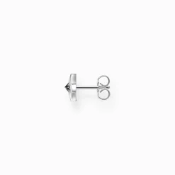 Store Clous d’oreilles individuels sertis d’une gemme noire, argent noirci Femme Clous D'oreilles|Clous D’oreilles & Créoles