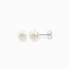 Shop Clous d'oreilles perle argent Femme Boucles D'oreilles|Clous D'oreilles