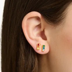 Cheap Clous d'oreilles pierres colorées or Femme Clous D'oreilles