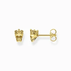 New Clous d'oreilles tête de mort roi or Femme Clous D'oreilles|Clous D’oreilles & Créoles