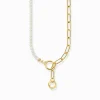 Outlet Collier de perles de culture d’eau douce et chaîne à maillons plaqué or Femme Chaînes & Colliers|Placage Or 18 Carats - Argent 925