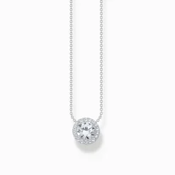 Best Sale Collier en argent avec halo pédant avec zircon blanc Femme Chaînes & Colliers|Argent 925