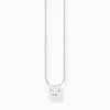 Store Collier en argent avec pédant carré et zircon blanc Femme Chaînes & Colliers|Argent 925