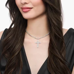 Best Sale Collier en argent avec pendentif croix et zircon blanc Femme Chaînes & Colliers|Argent 925