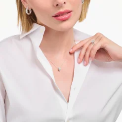 Cheap Collier en argent avec pendentif anneau et zircon blanc Femme Chaînes & Colliers|Argent 925