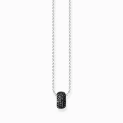 Cheap Collier en argent avec pendentif anneau et zircon noir Femme Chaînes & Colliers|Argent 925