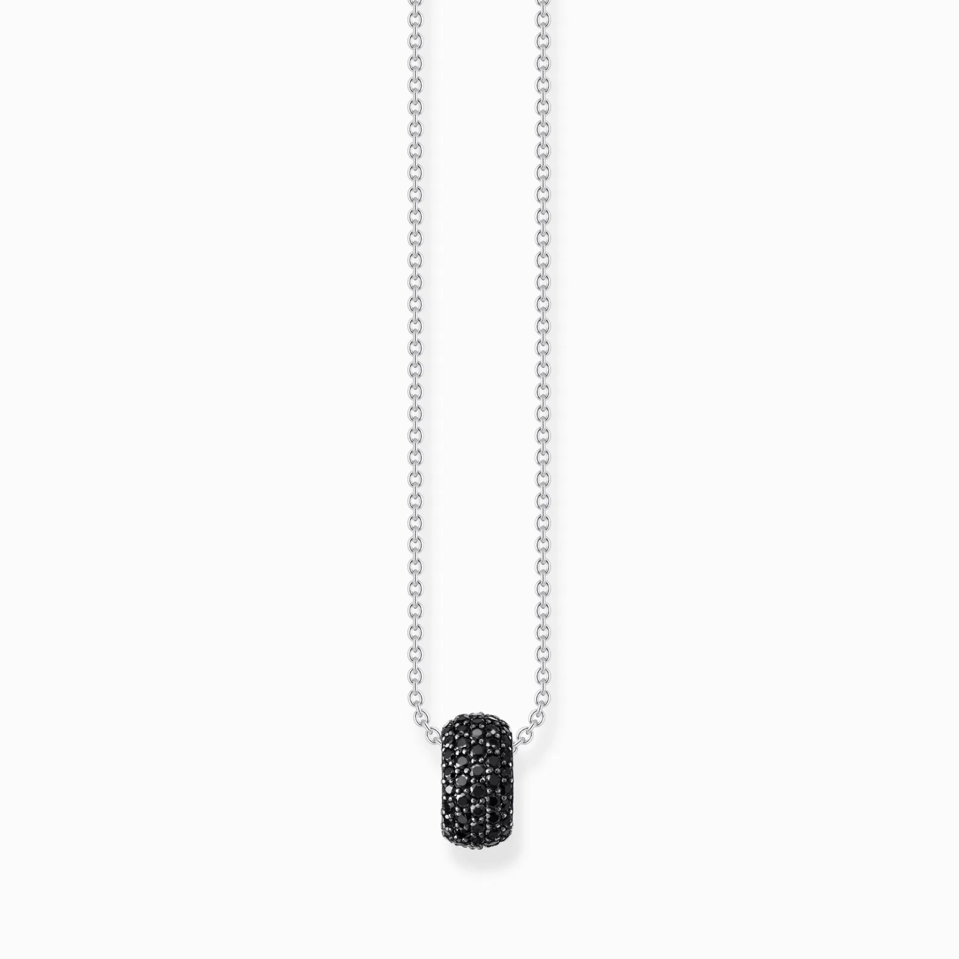 Cheap Collier en argent avec pendentif anneau et zircon noir Femme Chaînes & Colliers|Argent 925