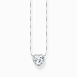 Online Collier en argent avec pendentif halo en forme de cœur Femme Chaînes & Colliers|Argent 925