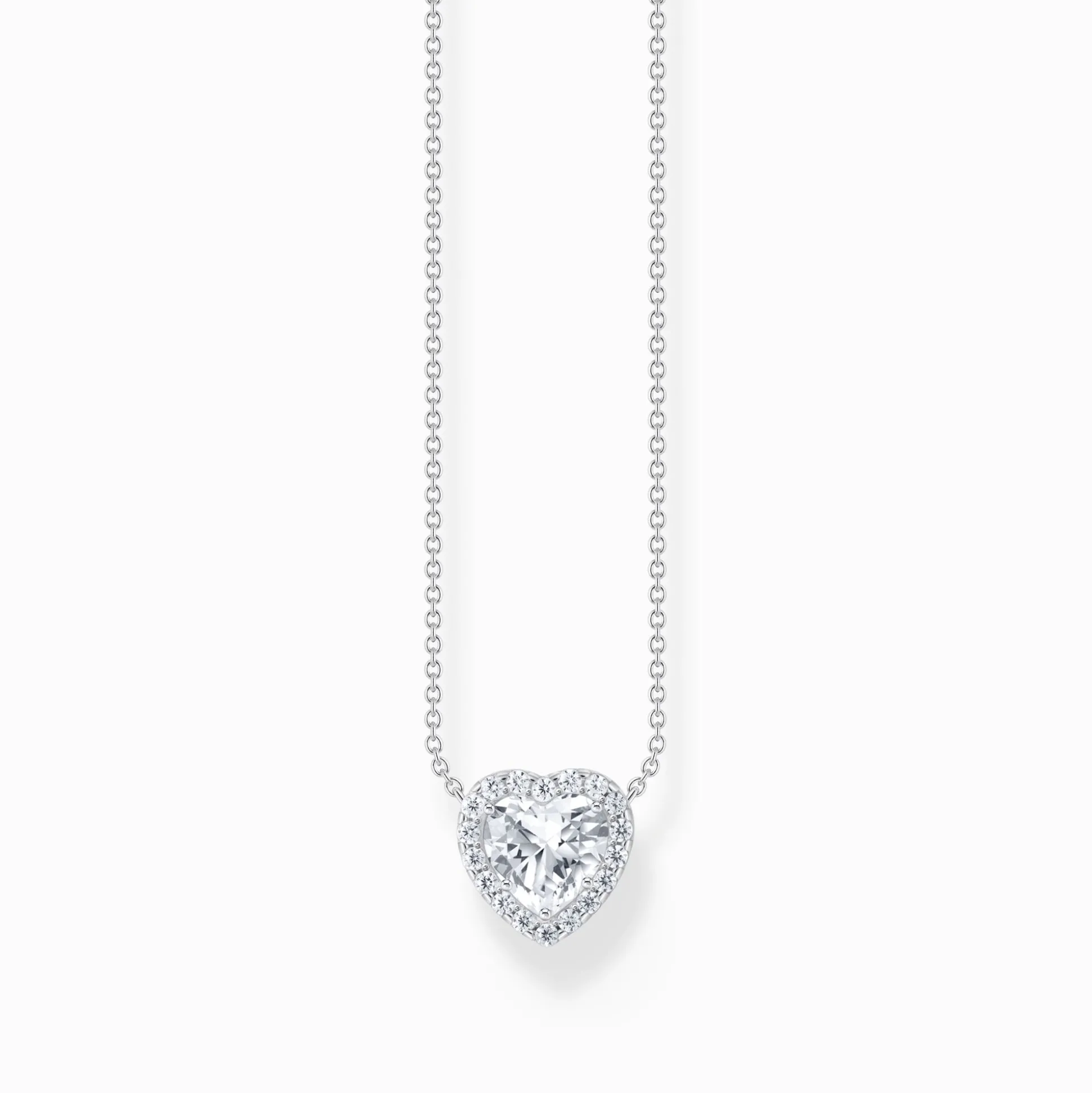 Online Collier en argent avec pendentif halo en forme de cœur Femme Chaînes & Colliers|Argent 925