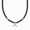 Store Collier en argent noirci avec des perles d'obsidienne noire mate Femme Chaînes & Colliers|Argent 925