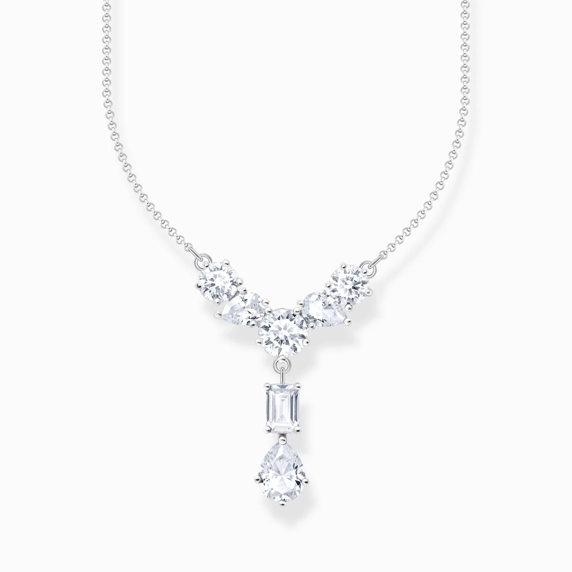 Store Collier en Y avec sept zircons blancs argent Femme Chaînes & Colliers|Argent 925