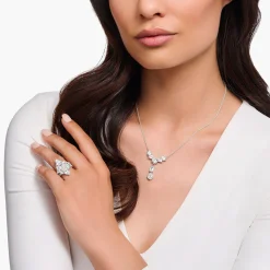 Store Collier en Y avec sept zircons blancs argent Femme Chaînes & Colliers|Argent 925