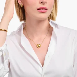Sale Collier plaqué or avec pendentif en forme de cœur Femme Chaînes & Colliers|Placage Or 18 Carats - Argent 925