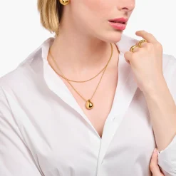 Outlet Collier plaqué or avec pendentif en forme de goutte organique Femme Chaînes & Colliers|Placage Or 18 Carats - Argent 925