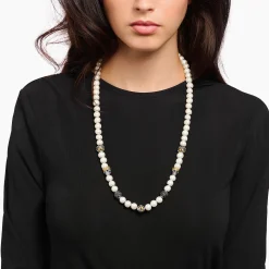 Cheap Collier plaqué or, perles de culture d'eau douce, crânes et perles Chaînes & Colliers|Placage Or 18 Carats - Argent 925