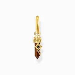 Discount Créole individuelle à breloque en œil de tigre, plaquée or Femme Créoles|Clous D’oreilles & Créoles