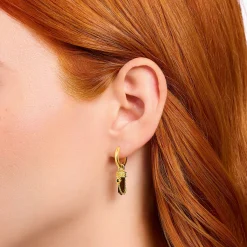 Discount Créole individuelle à breloque en œil de tigre, plaquée or Femme Créoles|Clous D’oreilles & Créoles