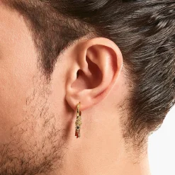 Discount Créole individuelle à breloque en œil de tigre, plaquée or Femme Créoles|Clous D’oreilles & Créoles